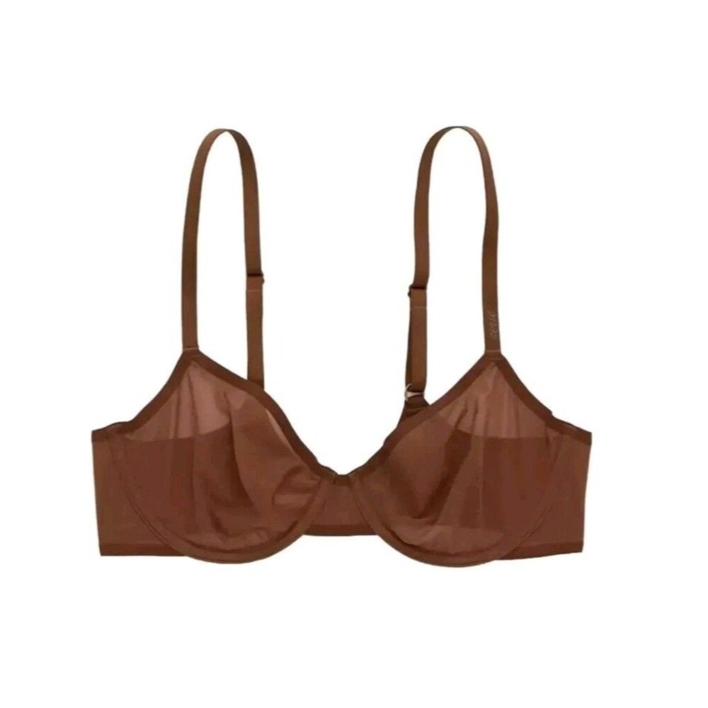 Aerie SMOOTHEZ Mesh Unlined Balconette Bra Underwire Brown Size 32C NWT